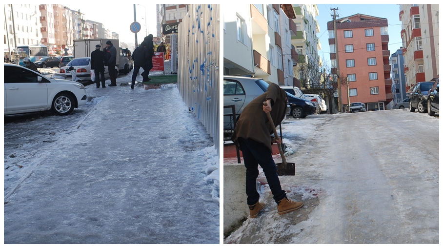 Ara sokaklar buzdan geçilmiyor