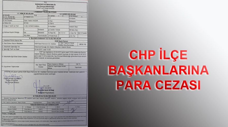 CHP ilçe başkanlarına para cezası