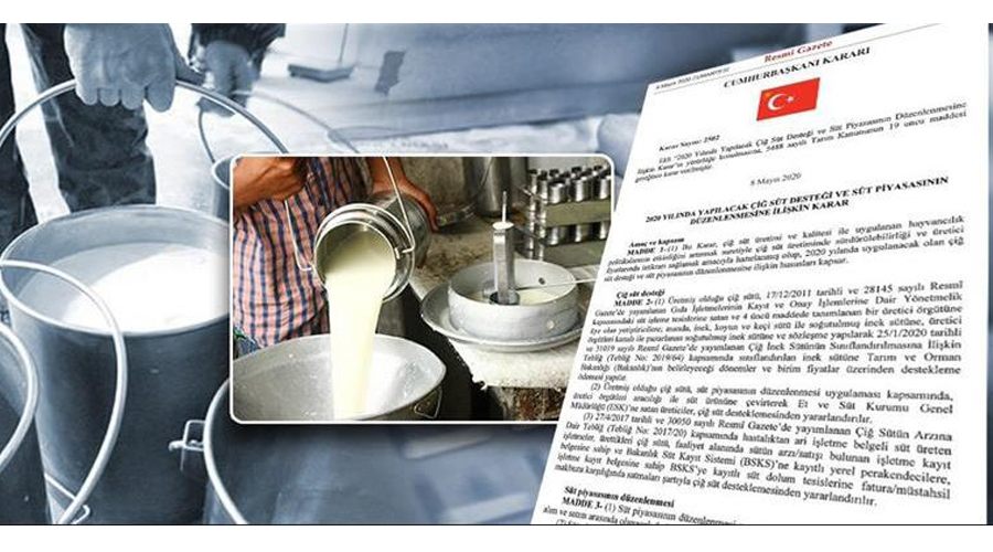 Çiğ süt desteği, Resmi Gazete